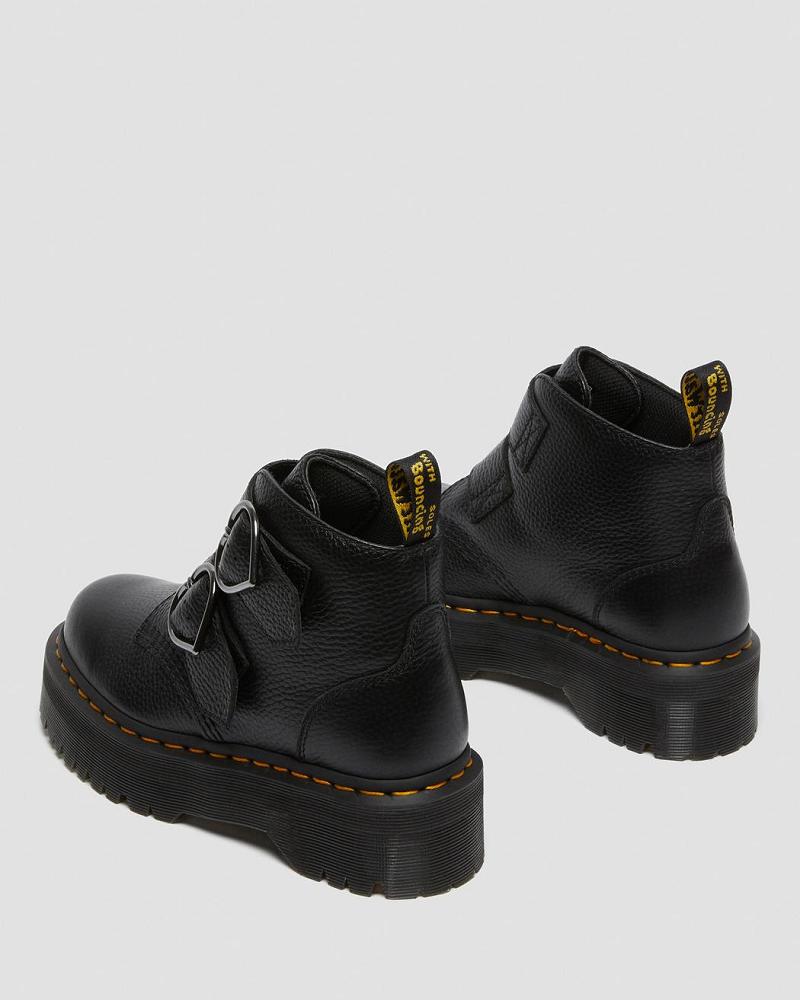 Botas Plataforma Dr Martens Devon Heart Cuero Mujer Negros | MX 542JPQ